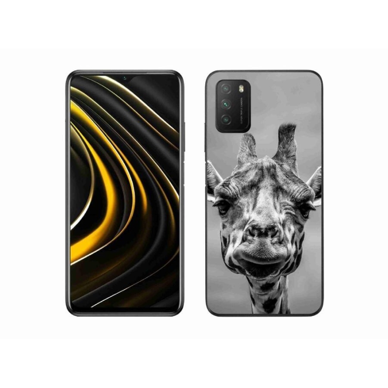 Gelový kryt mmCase na mobil Xiaomi Poco M3 - černobílá žirafa