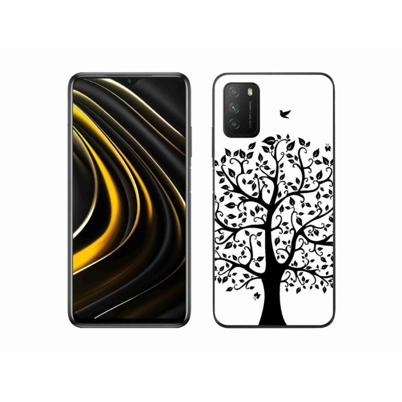Gelový kryt mmCase na mobil Xiaomi Poco M3 - černobílý strom