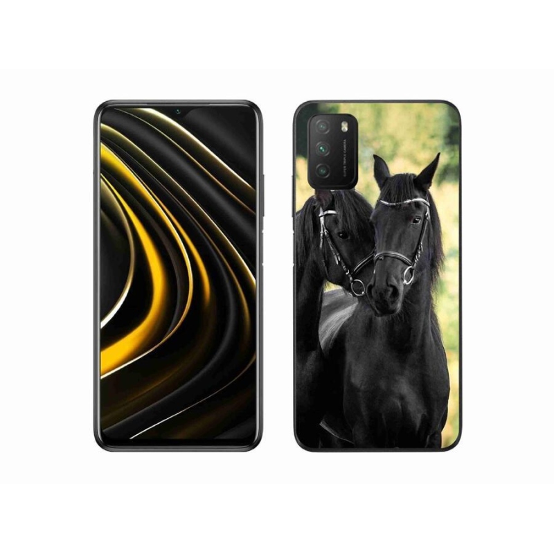 Gelový kryt mmCase na mobil Xiaomi Poco M3 - dva černí koně