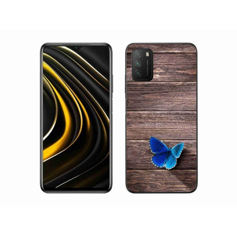 Gelový kryt mmCase na mobil Xiaomi Poco M3 - modrý motýl 1