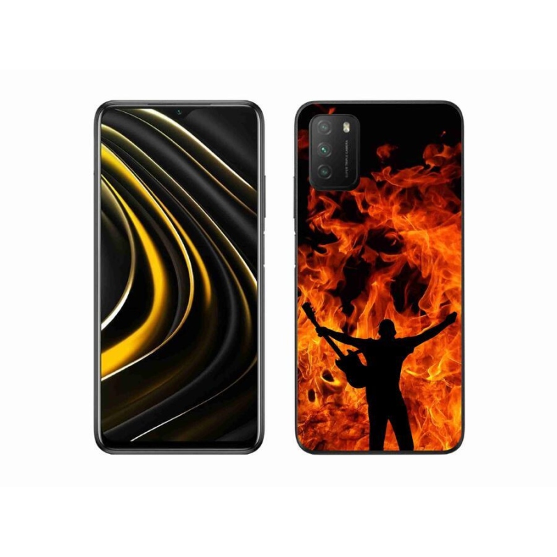 Gelový kryt mmCase na mobil Xiaomi Poco M3 - muzikant a oheň
