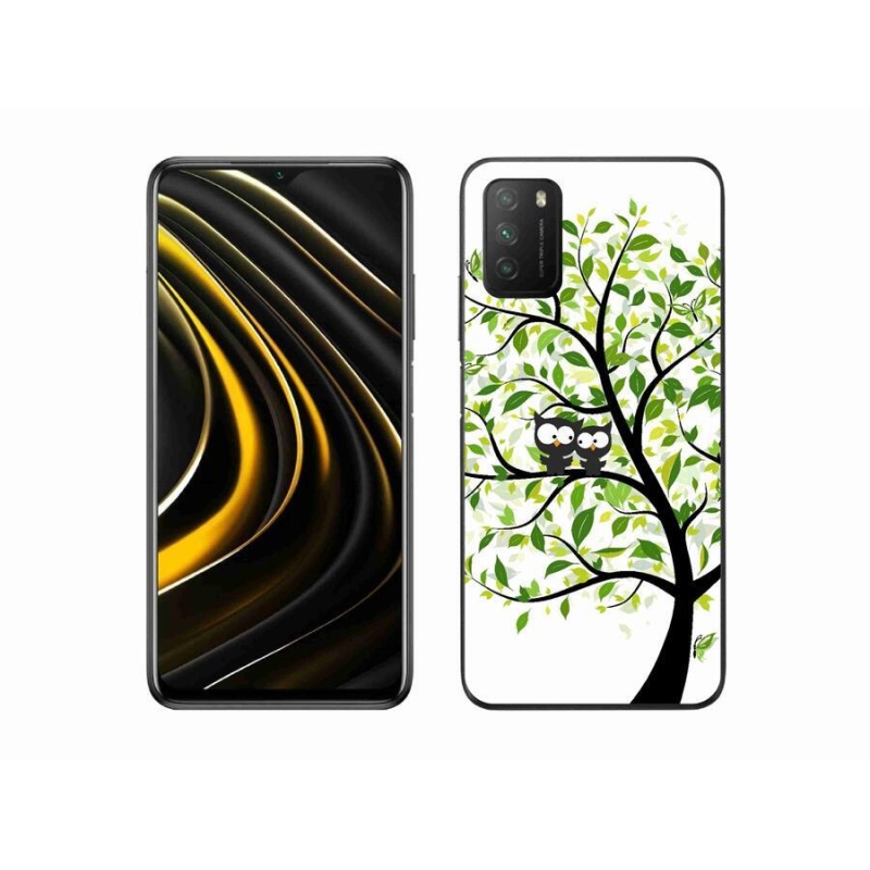 Gelový kryt mmCase na mobil Xiaomi Poco M3 - sovičky na stromě