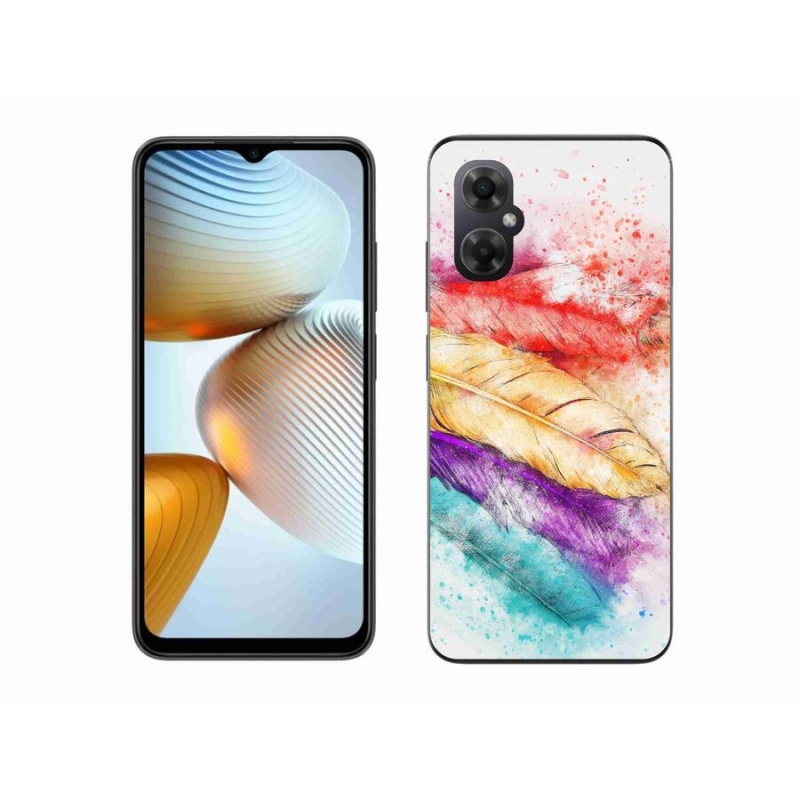 Gelový kryt mmCase na mobil Xiaomi Poco M4 5G - barevné peří