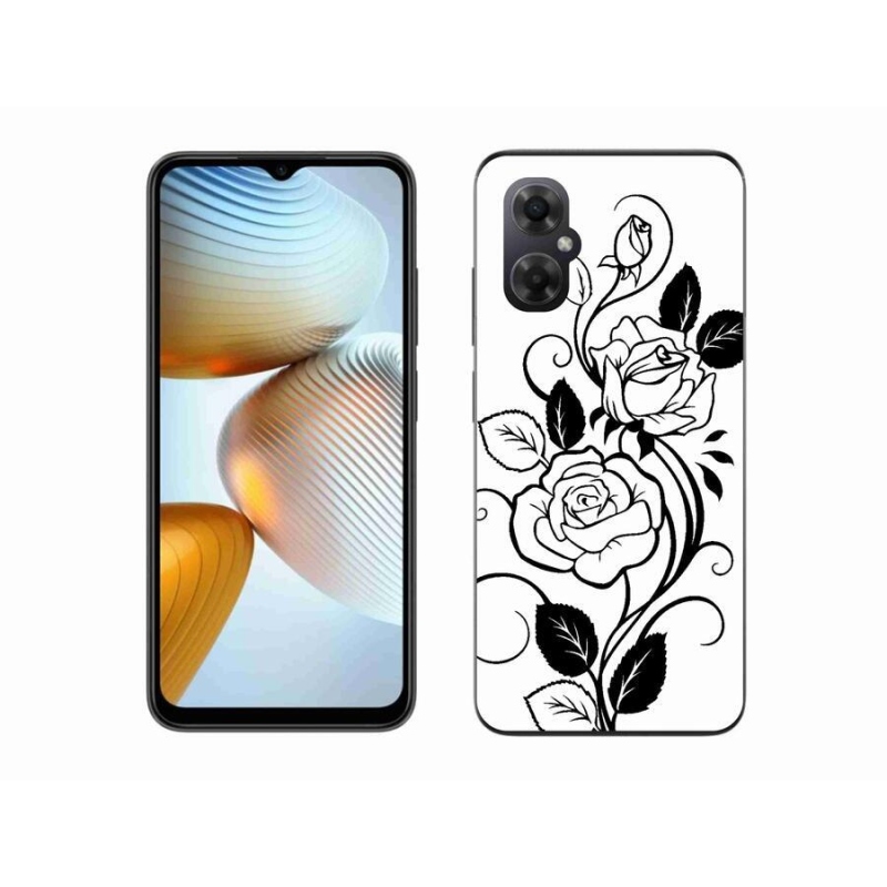Gelový kryt mmCase na mobil Xiaomi Poco M4 5G - černobílá růže