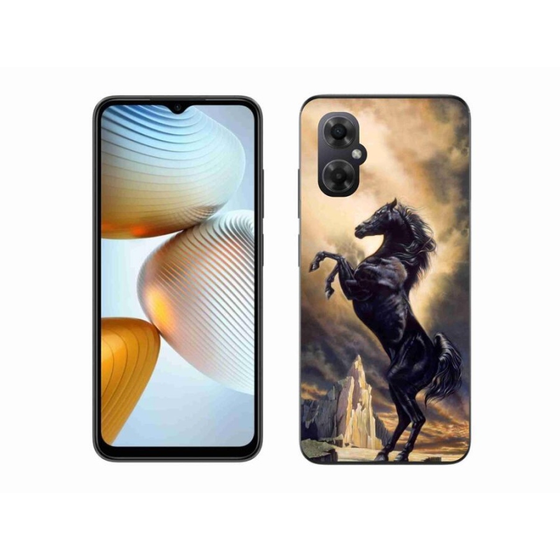 Gelový kryt mmCase na mobil Xiaomi Poco M4 5G - černý kreslený kůň