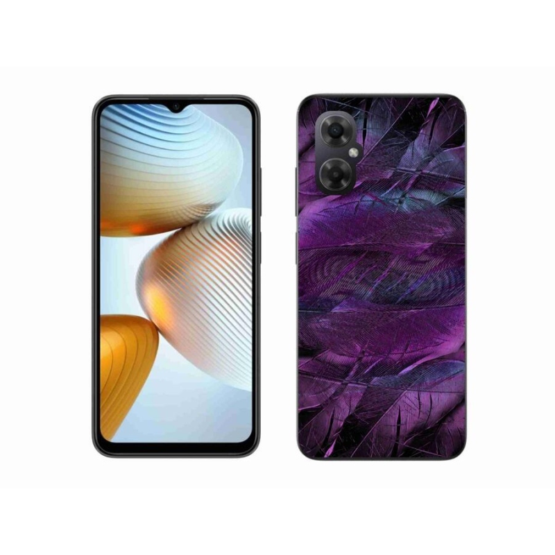 Gelový kryt mmCase na mobil Xiaomi Poco M4 5G - fialová pírka