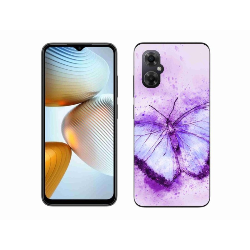 Gelový kryt mmCase na mobil Xiaomi Poco M4 5G - fialový motýl