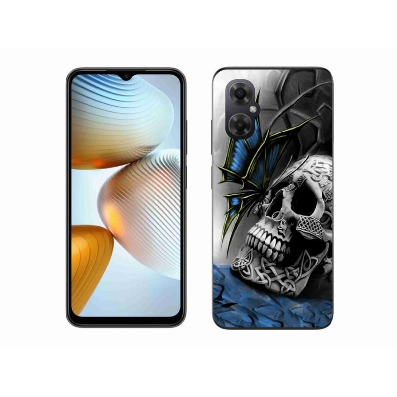 Gelový kryt mmCase na mobil Xiaomi Poco M4 5G - motýl a lebka