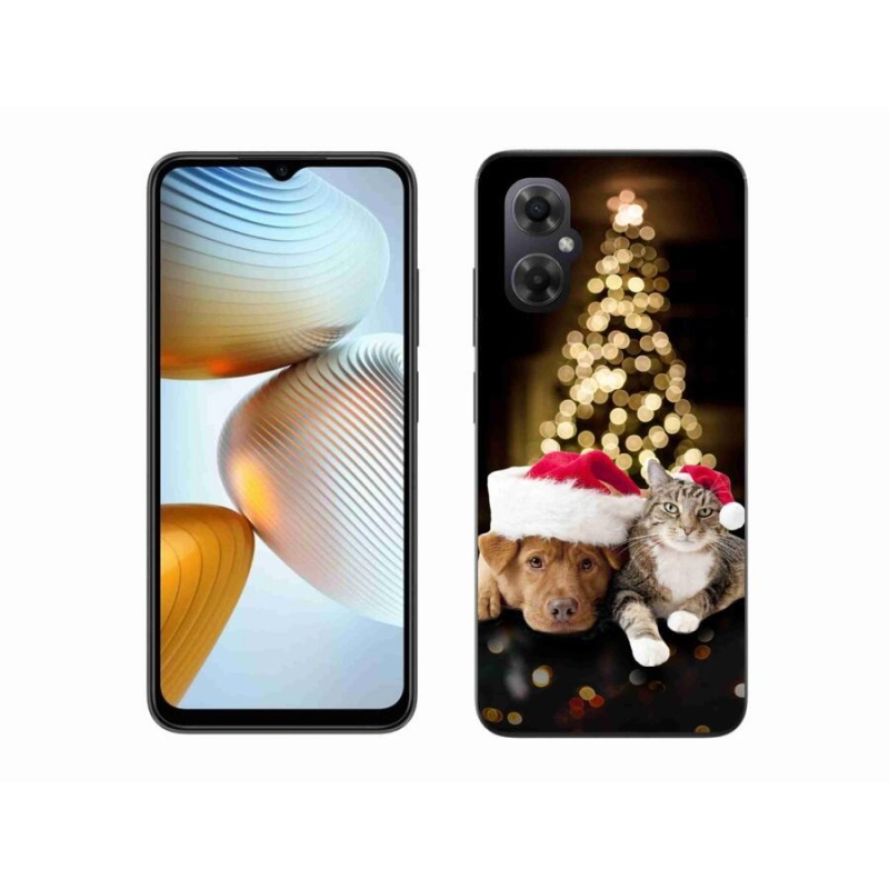 Gelový kryt mmCase na mobil Xiaomi Poco M4 5G - vánoční pes a kočka