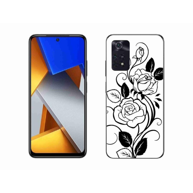 Gelový kryt mmCase na mobil Xiaomi Poco M4 Pro 4G - černobílá růže