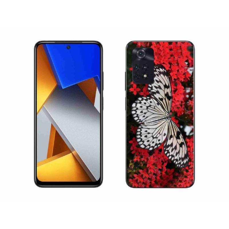 Gelový kryt mmCase na mobil Xiaomi Poco M4 Pro 4G - černobílý motýl 1