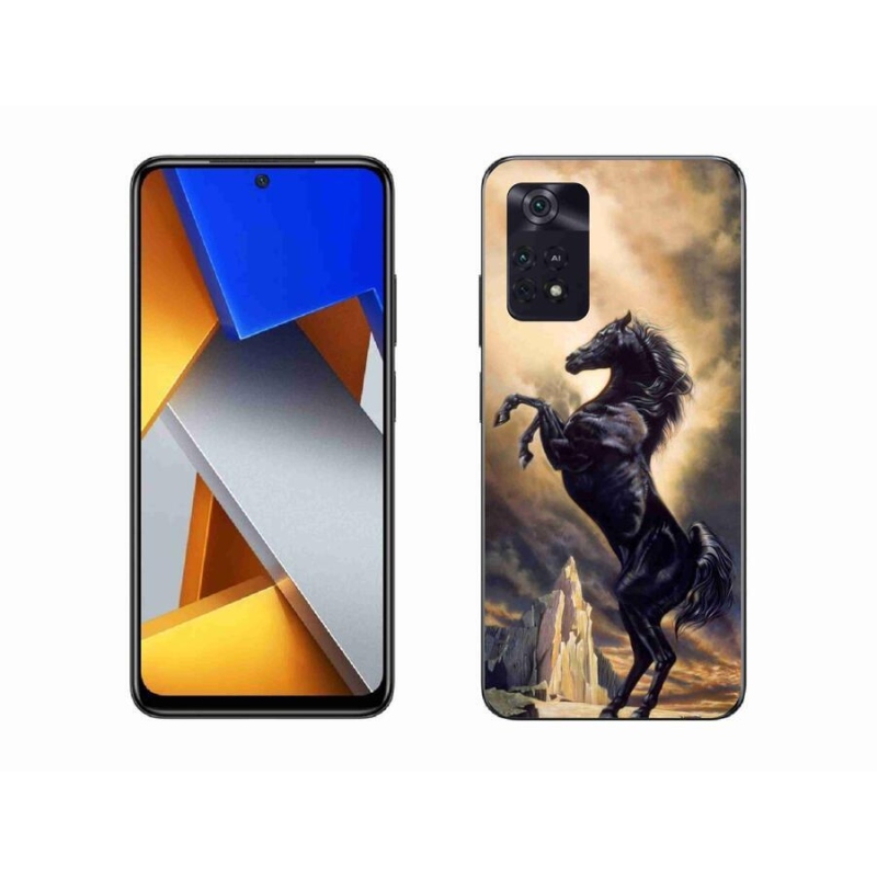Gelový kryt mmCase na mobil Xiaomi Poco M4 Pro 4G - černý kreslený kůň