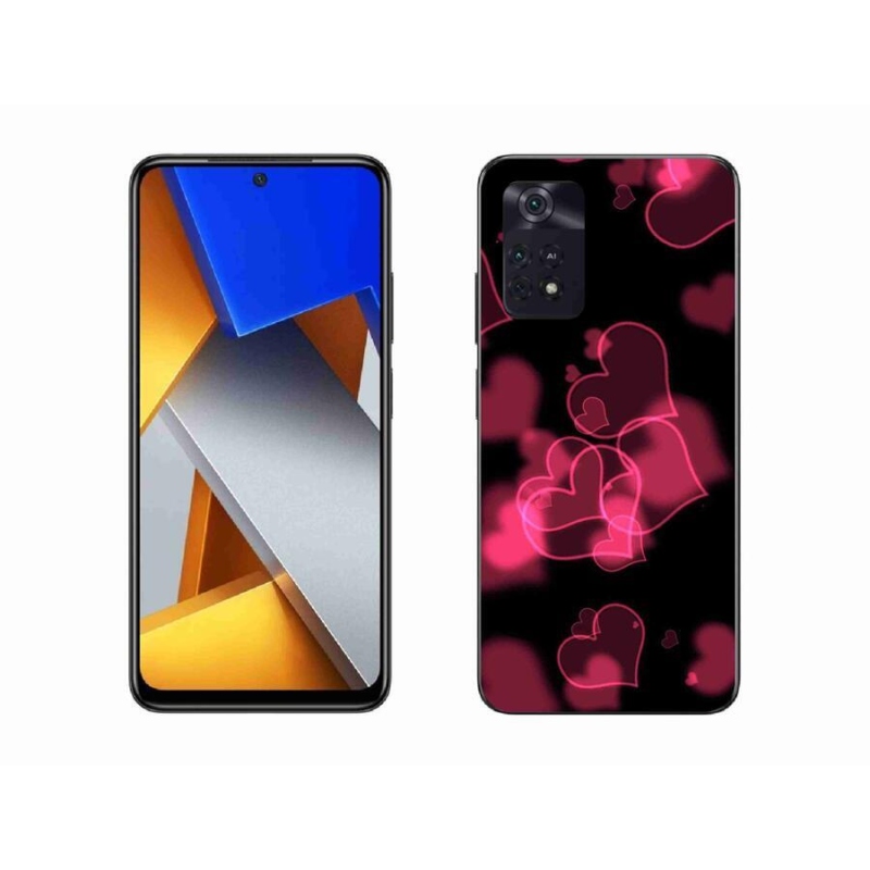 Gelový kryt mmCase na mobil Xiaomi Poco M4 Pro 4G - červená srdíčka