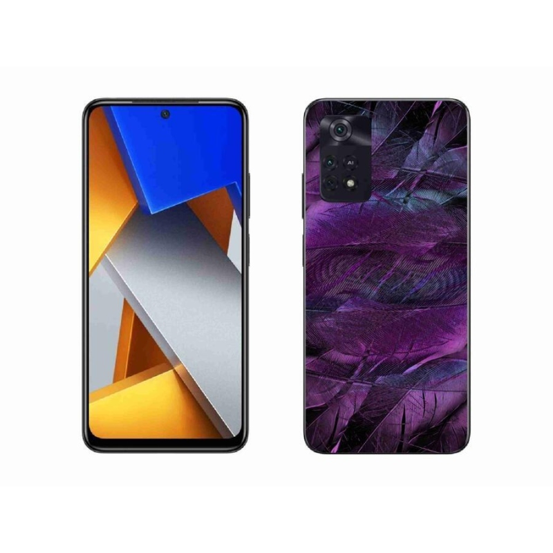 Gelový kryt mmCase na mobil Xiaomi Poco M4 Pro 4G - fialová pírka