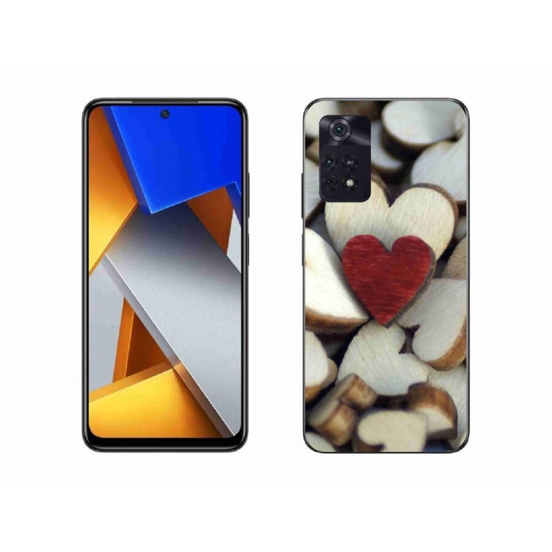 Gelový kryt mmCase na mobil Xiaomi Poco M4 Pro 4G - gravírované červené srdce