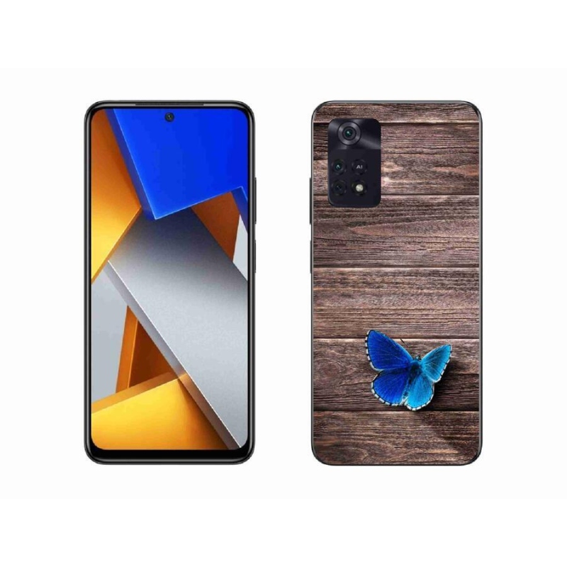Gelový kryt mmCase na mobil Xiaomi Poco M4 Pro 4G - modrý motýl 1