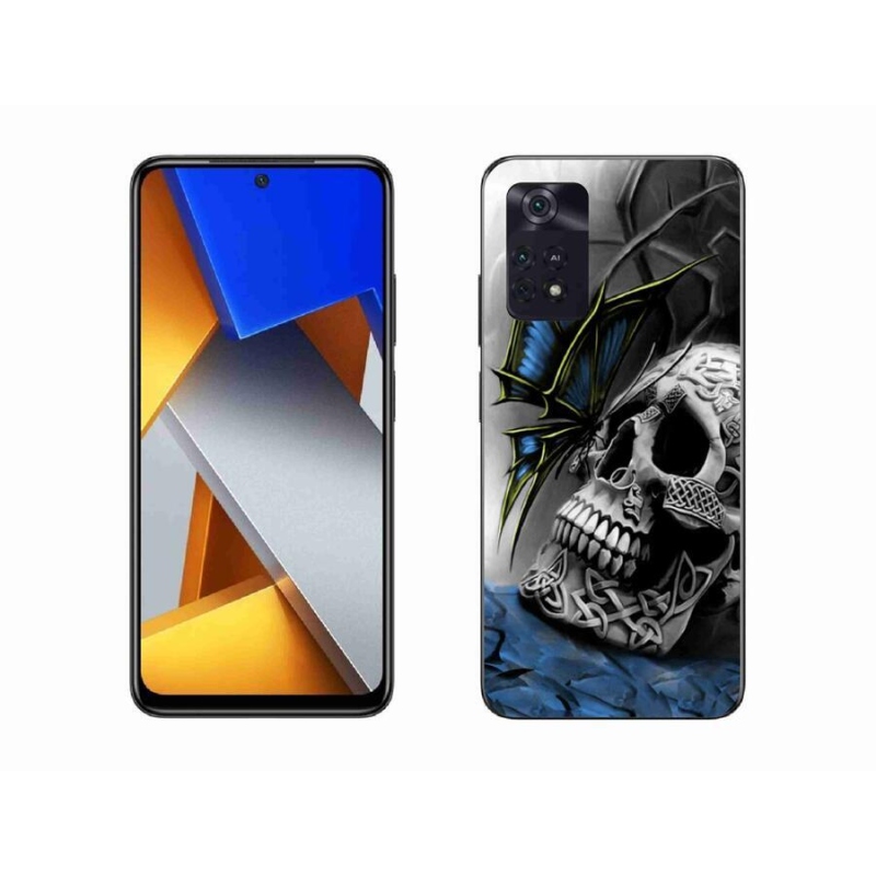 Gelový kryt mmCase na mobil Xiaomi Poco M4 Pro 4G - motýl a lebka