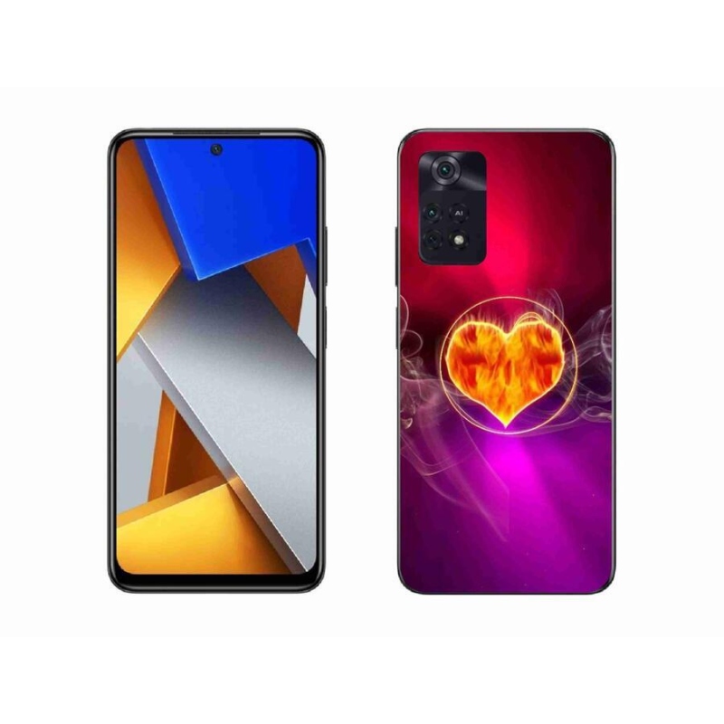 Gelový kryt mmCase na mobil Xiaomi Poco M4 Pro 4G - ohnivé srdce