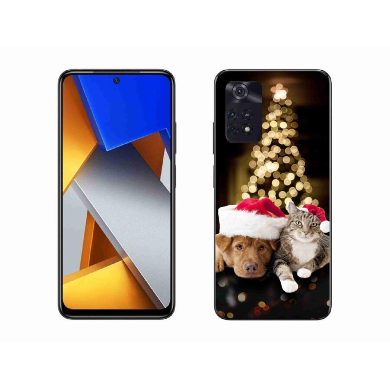Gelový kryt mmCase na mobil Xiaomi Poco M4 Pro 4G - vánoční pes a kočka