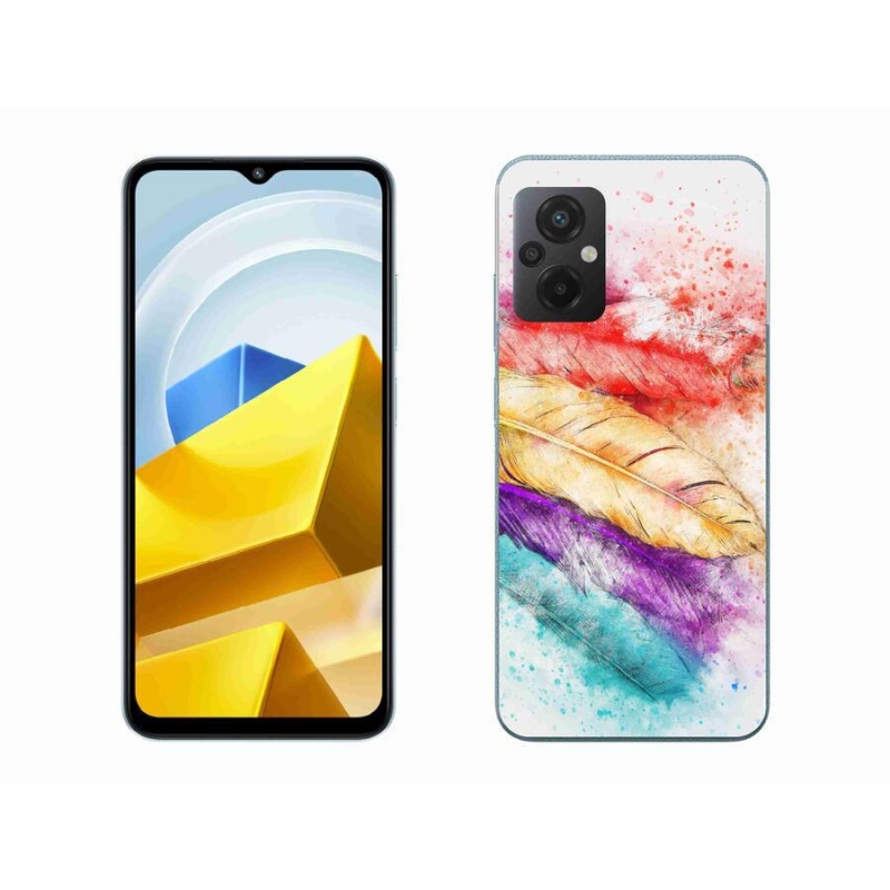 Gelový kryt mmCase na mobil Xiaomi Poco M5 4G - barevné peří