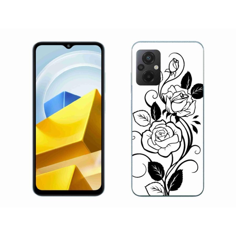 Gelový kryt mmCase na mobil Xiaomi Poco M5 4G - černobílá růže