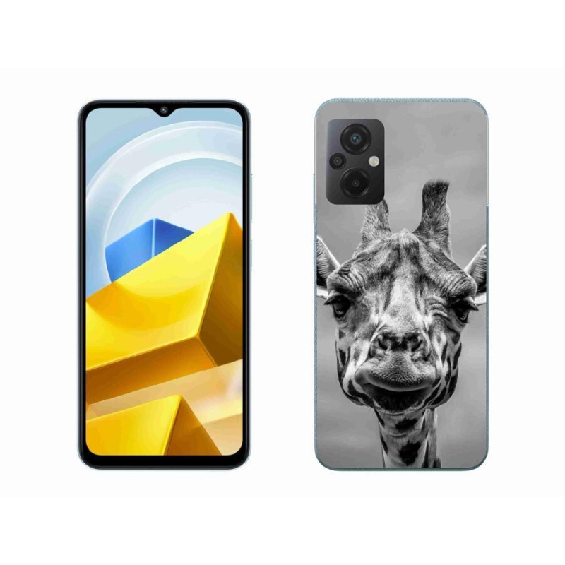 Gelový kryt mmCase na mobil Xiaomi Poco M5 4G - černobílá žirafa