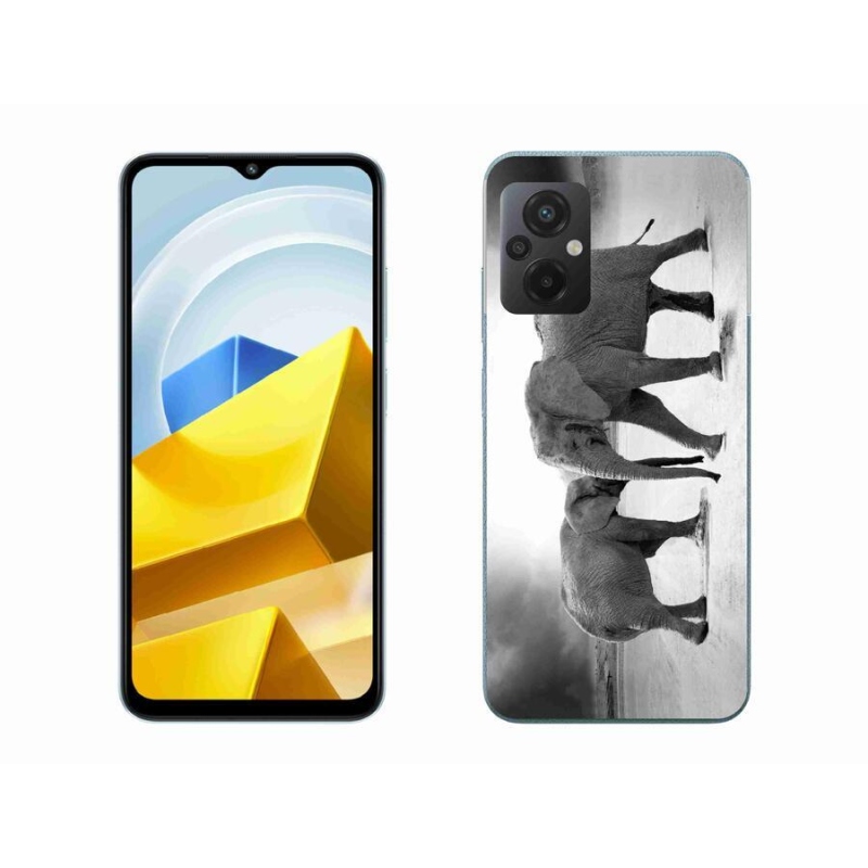 Gelový kryt mmCase na mobil Xiaomi Poco M5 4G - černobílí sloni