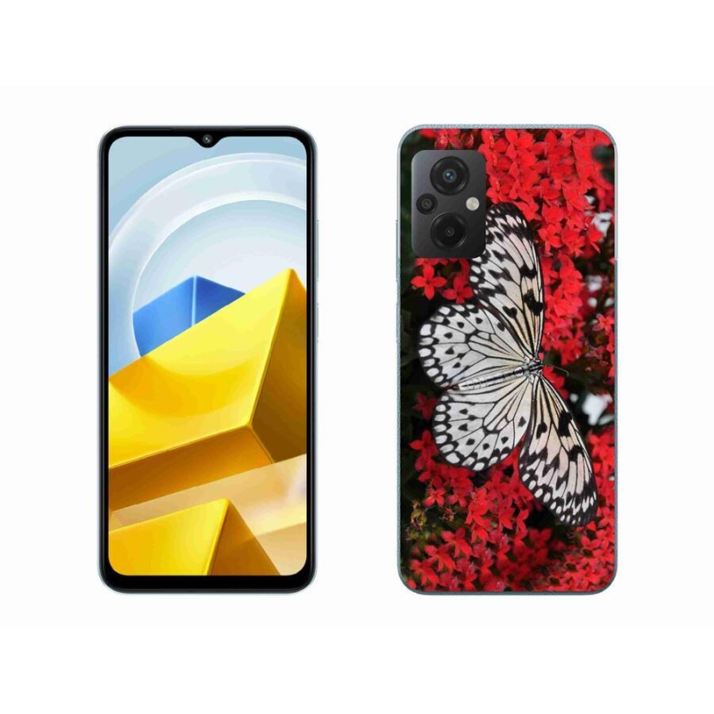Gelový kryt mmCase na mobil Xiaomi Poco M5 4G - černobílý motýl 1