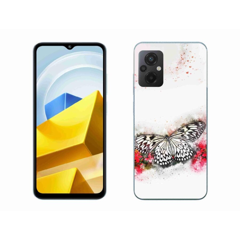 Gelový kryt mmCase na mobil Xiaomi Poco M5 4G - černobílý motýl