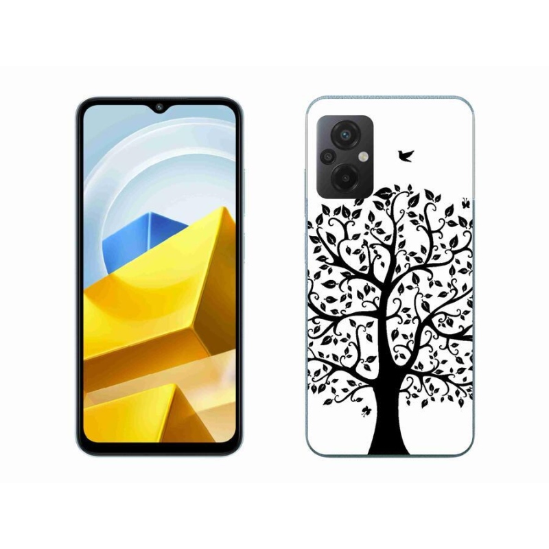 Gelový kryt mmCase na mobil Xiaomi Poco M5 4G - černobílý strom