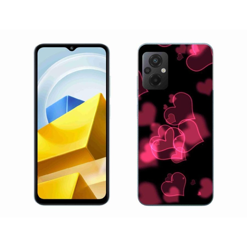 Gelový kryt mmCase na mobil Xiaomi Poco M5 4G - červená srdíčka