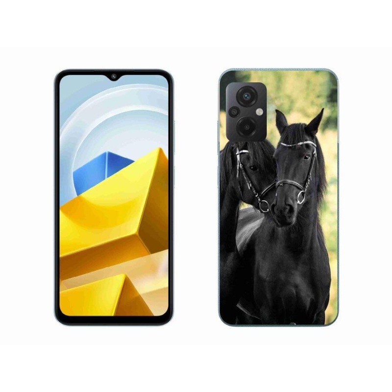 Gelový kryt mmCase na mobil Xiaomi Poco M5 4G - dva černí koně