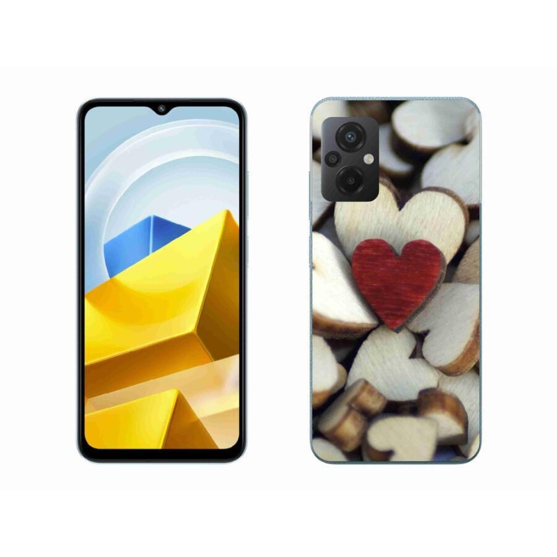 Gelový kryt mmCase na mobil Xiaomi Poco M5 4G - gravírované červené srdce
