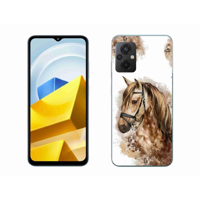 Gelový kryt mmCase na mobil Xiaomi Poco M5 4G - hnědý kreslený kůň