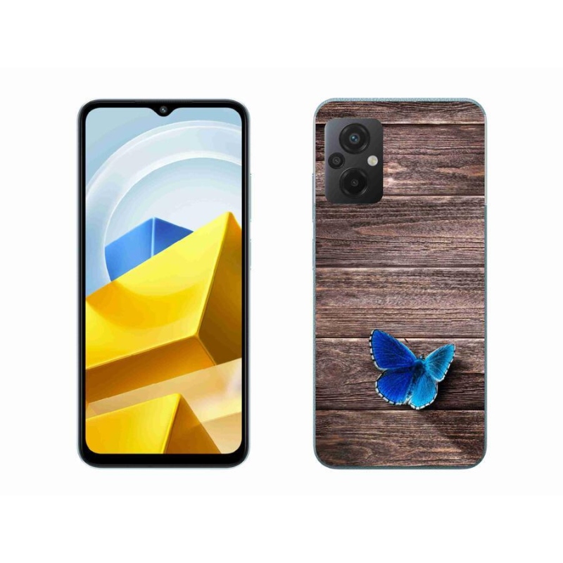 Gelový kryt mmCase na mobil Xiaomi Poco M5 4G - modrý motýl 1
