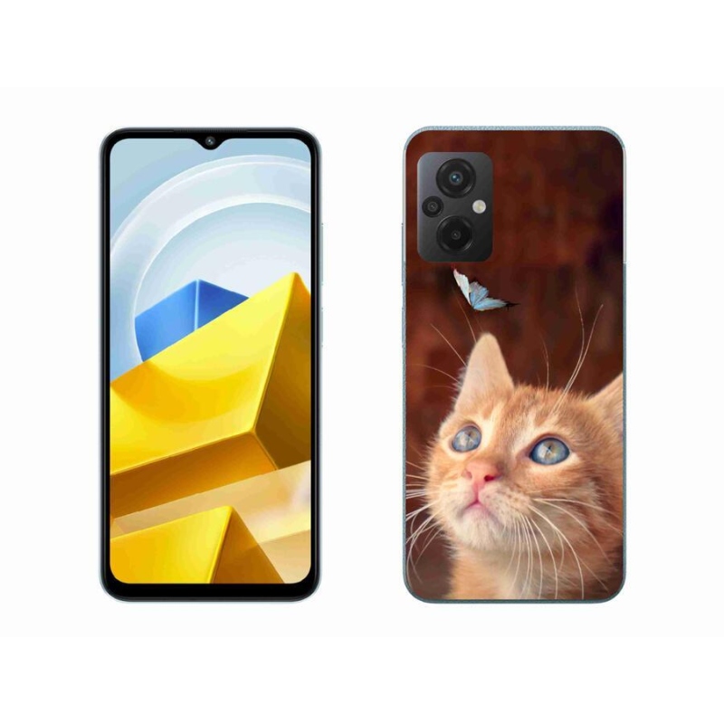 Gelový kryt mmCase na mobil Xiaomi Poco M5 4G - motýl a kotě