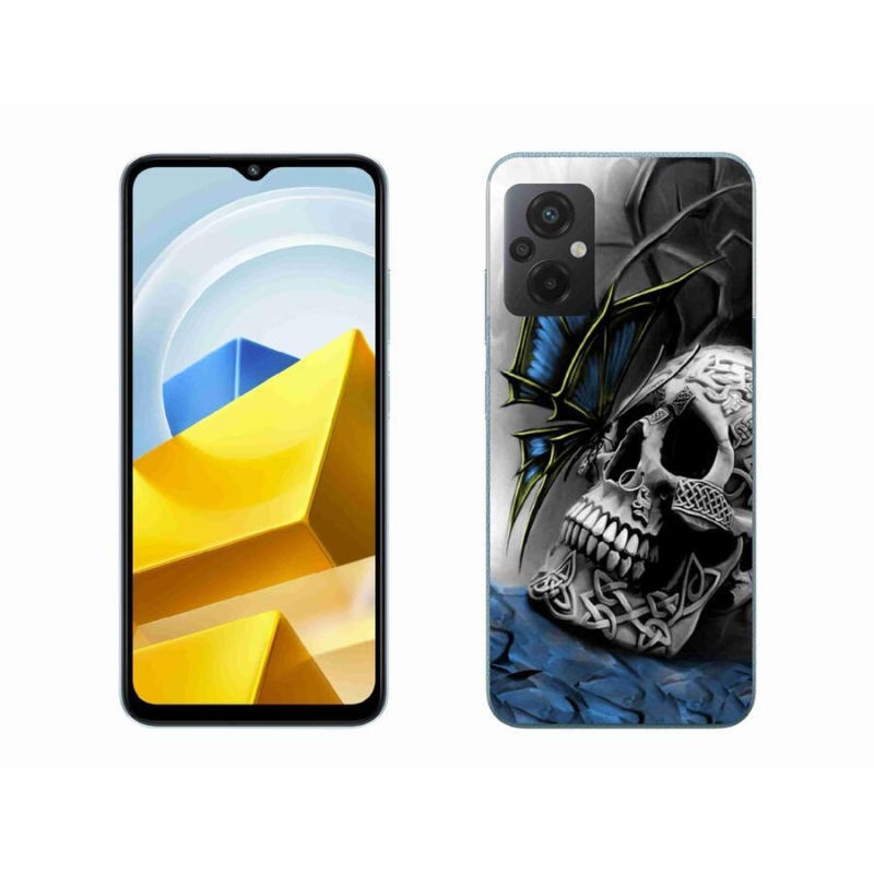 Gelový kryt mmCase na mobil Xiaomi Poco M5 4G - motýl a lebka