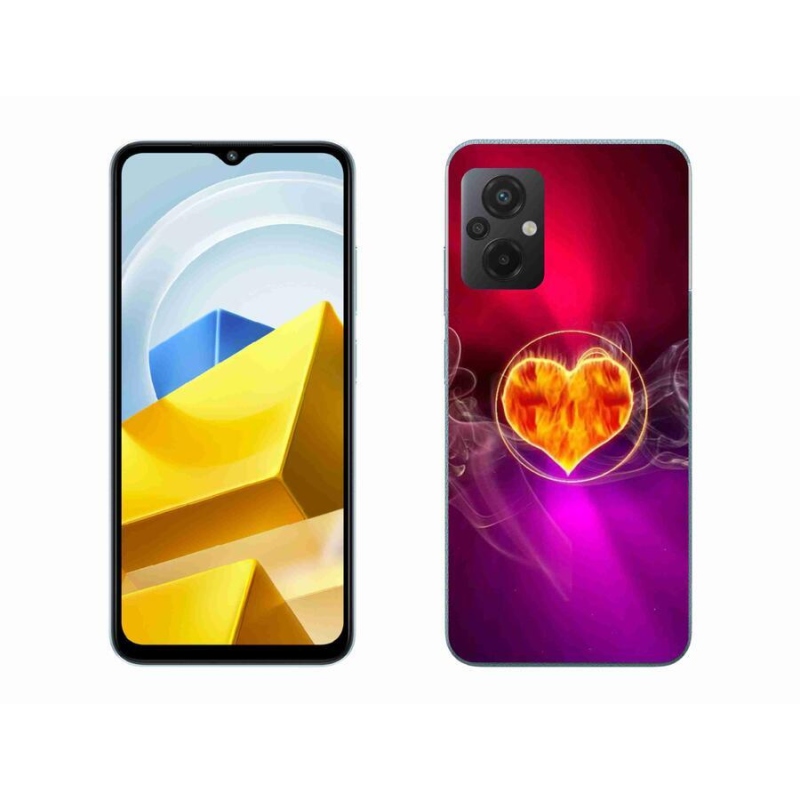 Gelový kryt mmCase na mobil Xiaomi Poco M5 4G - ohnivé srdce