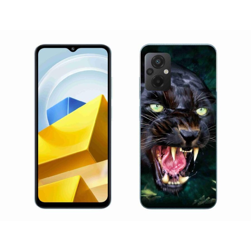 Gelový kryt mmCase na mobil Xiaomi Poco M5 4G - rozzuřený černý panter