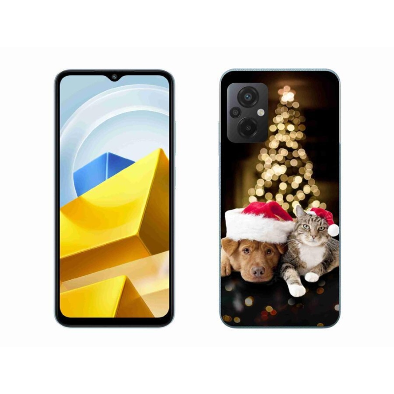 Gelový kryt mmCase na mobil Xiaomi Poco M5 4G - vánoční pes a kočka