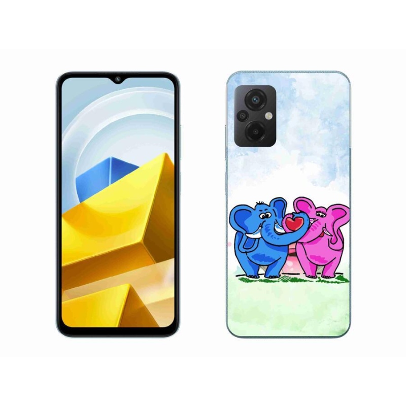 Gelový kryt mmCase na mobil Xiaomi Poco M5 4G - zamilovaní sloni