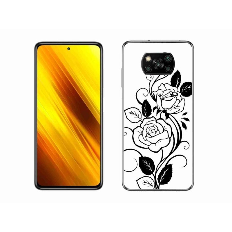 Gelový kryt mmCase na mobil Xiaomi Poco X3 - černobílá růže
