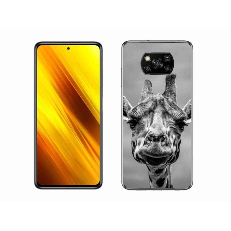 Gelový kryt mmCase na mobil Xiaomi Poco X3 - černobílá žirafa