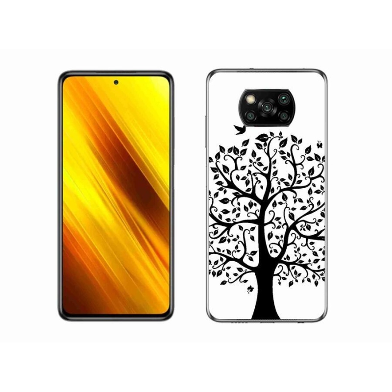 Gelový kryt mmCase na mobil Xiaomi Poco X3 - černobílý strom