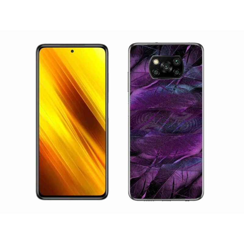 Gelový kryt mmCase na mobil Xiaomi Poco X3 - fialová pírka