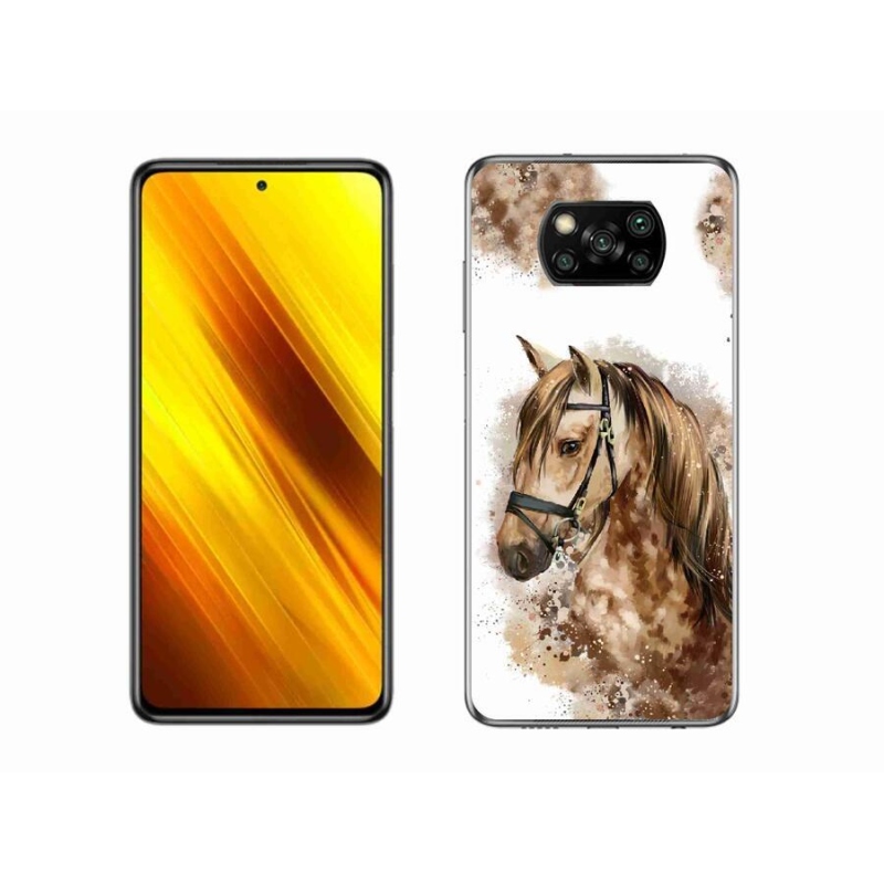 Gelový kryt mmCase na mobil Xiaomi Poco X3 - hnědý kreslený kůň