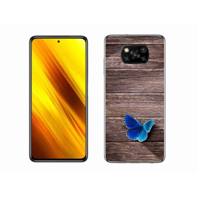 Gelový kryt mmCase na mobil Xiaomi Poco X3 - modrý motýl 1