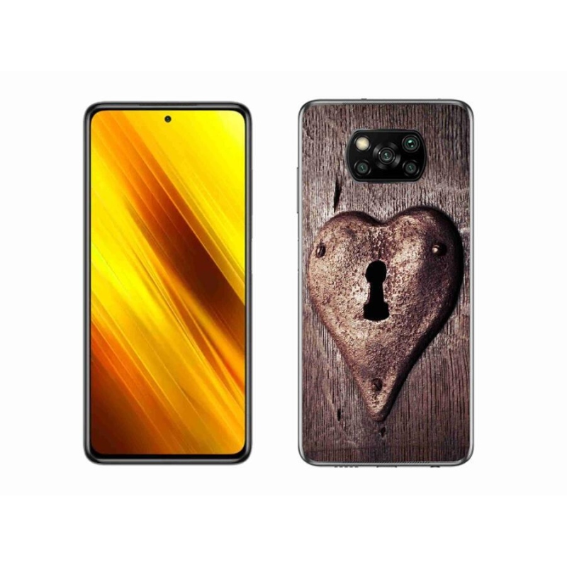 Gelový kryt mmCase na mobil Xiaomi Poco X3 - zámek ve tvaru srdce