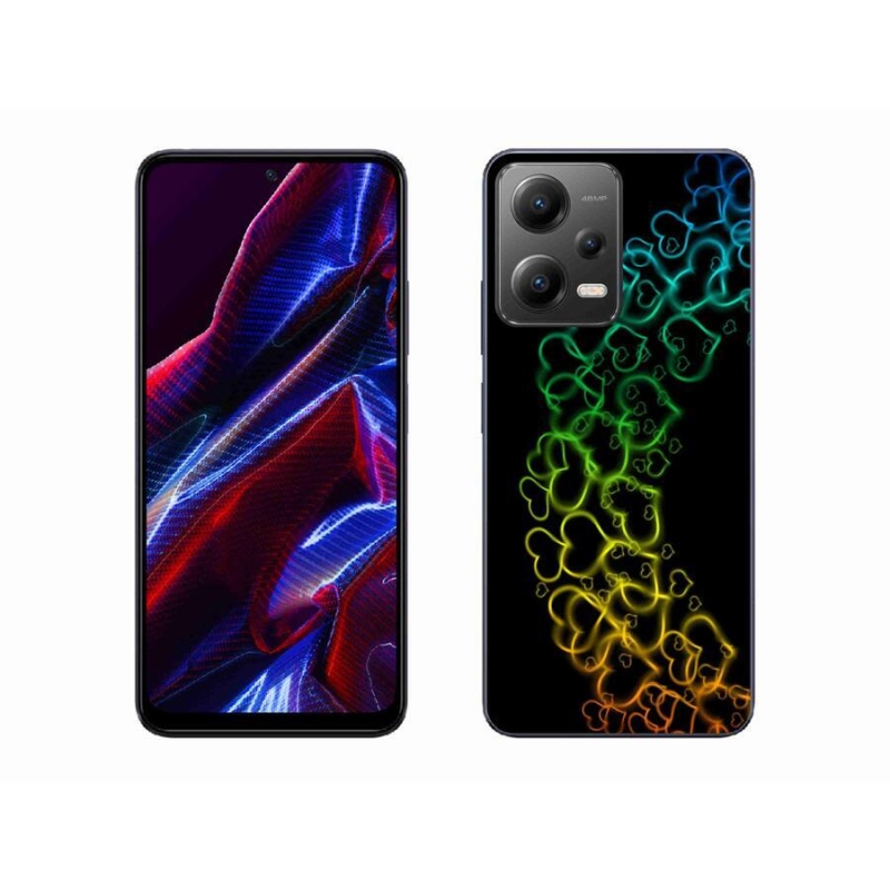 Gelový kryt mmCase na mobil Xiaomi Poco X5 5G - barevná srdíčka