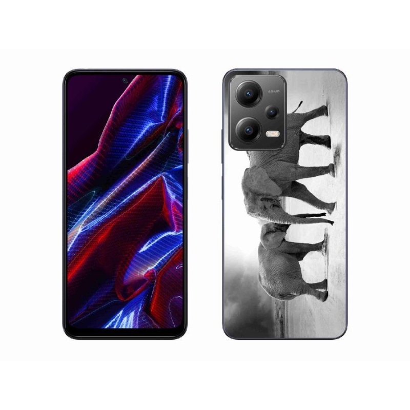 Gelový kryt mmCase na mobil Xiaomi Poco X5 5G - černobílí sloni